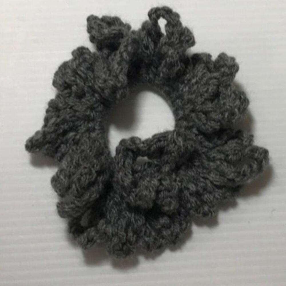 NWT Gray Handmade Crocheted Hair Scrunchie